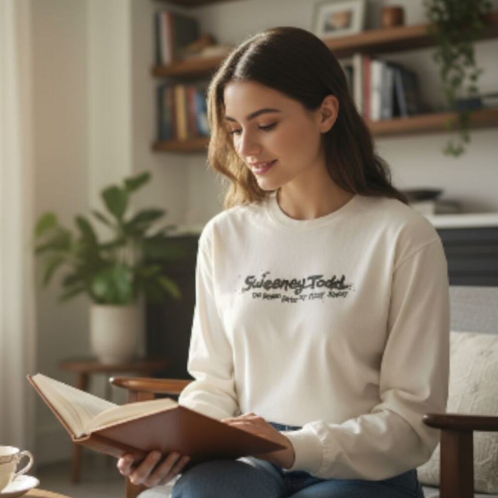 Sweeney Todd Long Sleeve Graphic Tee White Size L  Broadway Musical